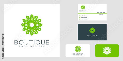 Yoga classes logo design made with leaves and flowers with simple lines