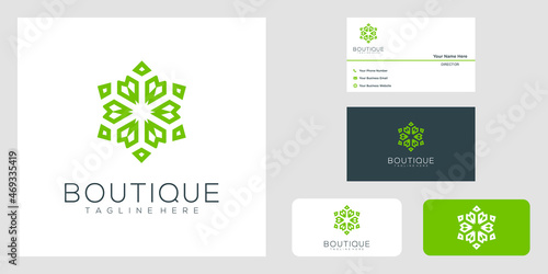 Yoga classes logo design made with leaves and flowers with simple lines