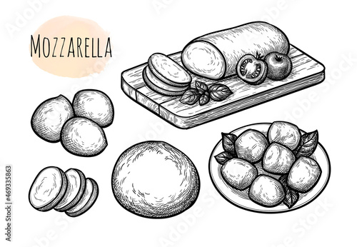 Mozzarella cheese big set.