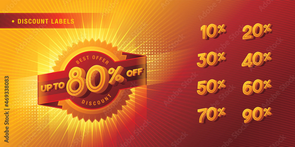 Sale and discount labels, Abstract Red Star ribbon offer Sale Discount labels set Sale and discount labels, Abstract Red Star ribbon offer Sale Discount labels set