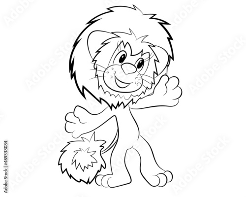Cartoon lion isolated on white background. Vector illustration.