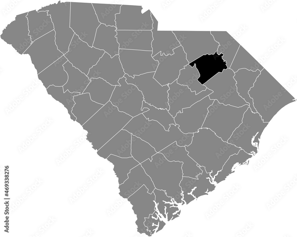 Black highlighted location map of the Darlington County inside gray