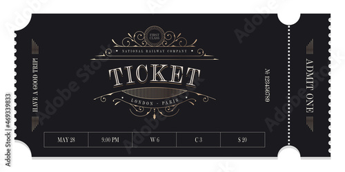 Ticket template in vintage style. For excursion routes, retro parties and clubs and other projects. Just add your own text. Vector. can be used for printing. photo