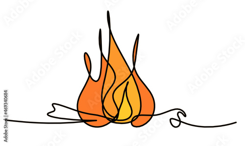 Abstract fire as line drawing on white background. Vector