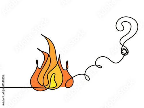 Abstract fire as line drawing on white background. Vector