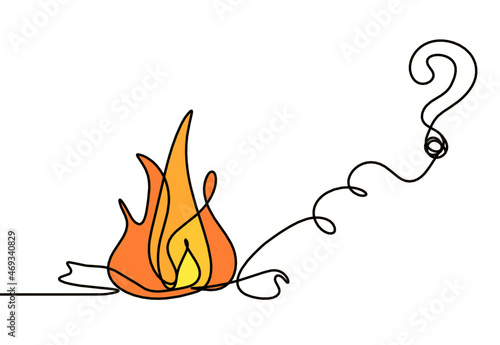 Abstract fire as line drawing on white background. Vector