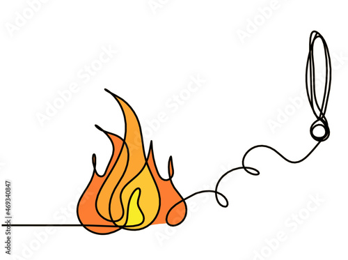 Abstract fire as line drawing on white background. Vector
