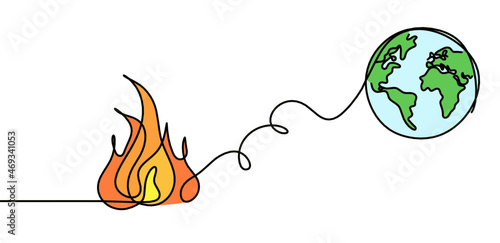 Abstract fire as line drawing on white background. Vector