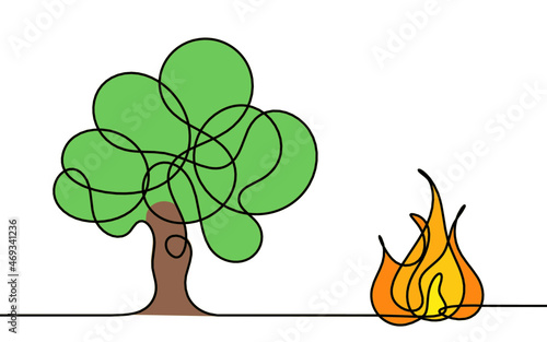 Abstract fire as line drawing on white background. Vector