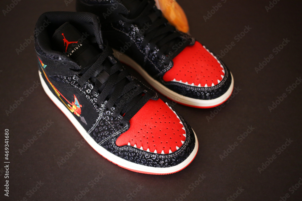 Nike Air Jordan 1 Mid special edition of day of the dead, Mexico city,  Mexico, 2021 Stock Photo
