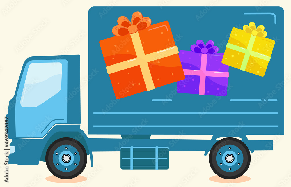 The car carries gifts. The car carries gifts.