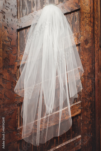 Wedding Vail Hanging on Door Details Wedding Day Bride 