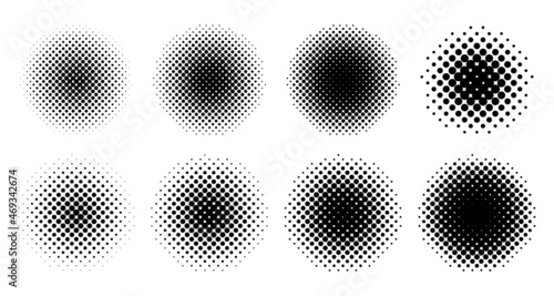 ドットグラデーションのイラスト素材セット_丸_円