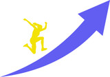 silueta de mujer corriendo sobre un camino marcado con una flecha hacia arriba. Jefe marcan el camino al éxito. vector sin fondo, fondos transparentes