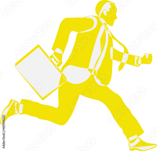 hombre de negocios corriendo. hombre de traje con maletín. Vector sin fondo, fondo transparente