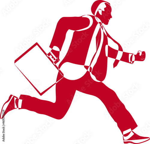 hombre de negocios con traje y maletín corriendo. vector sin fondo y con huecos transparentes. fondo transparente