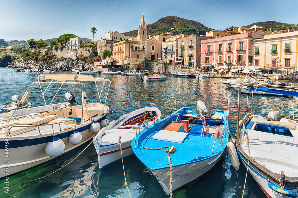 The harbour of Marina Corta in Lipari, Aeolian Islands, Italy