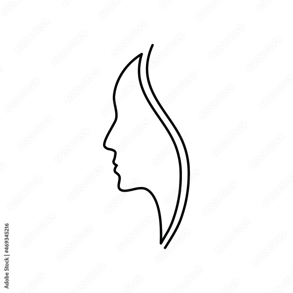 Woman face silhouette icon, woman vector icon Woman face silhouette icon, woman vector icon