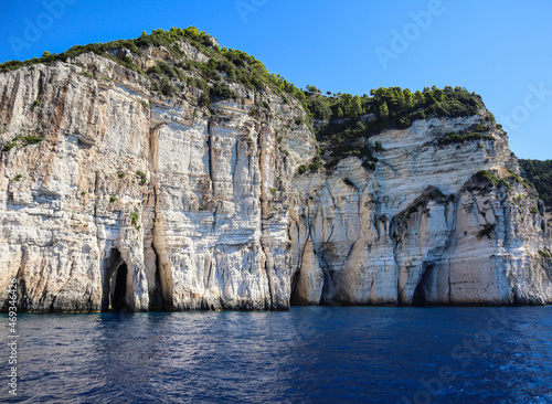 Beautiful Scene of Rock in Ionian Sea in Greece. Romantic Nature in Paxos, Island near Corfu.