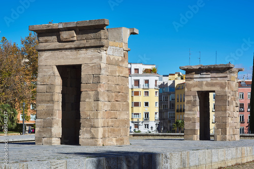 Portals detail of the Temple of Debod at daylight. Madrid, Spain. photo