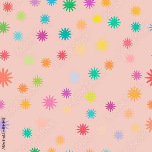 Vector colorful sun pattern. Seamless cheerful sun pattern for fabric 