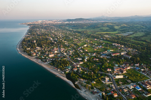 Bird's eye view of the city of Tsandripsh. Tsandripsh, Abkhazia 