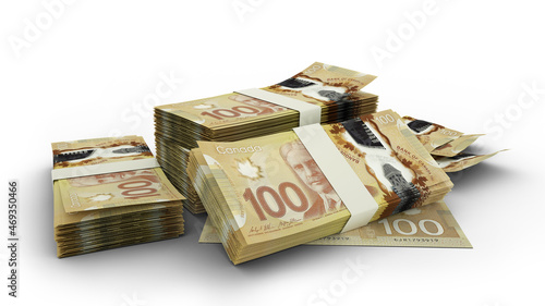 3D Stacks of 100 Canadian dollar notes photo