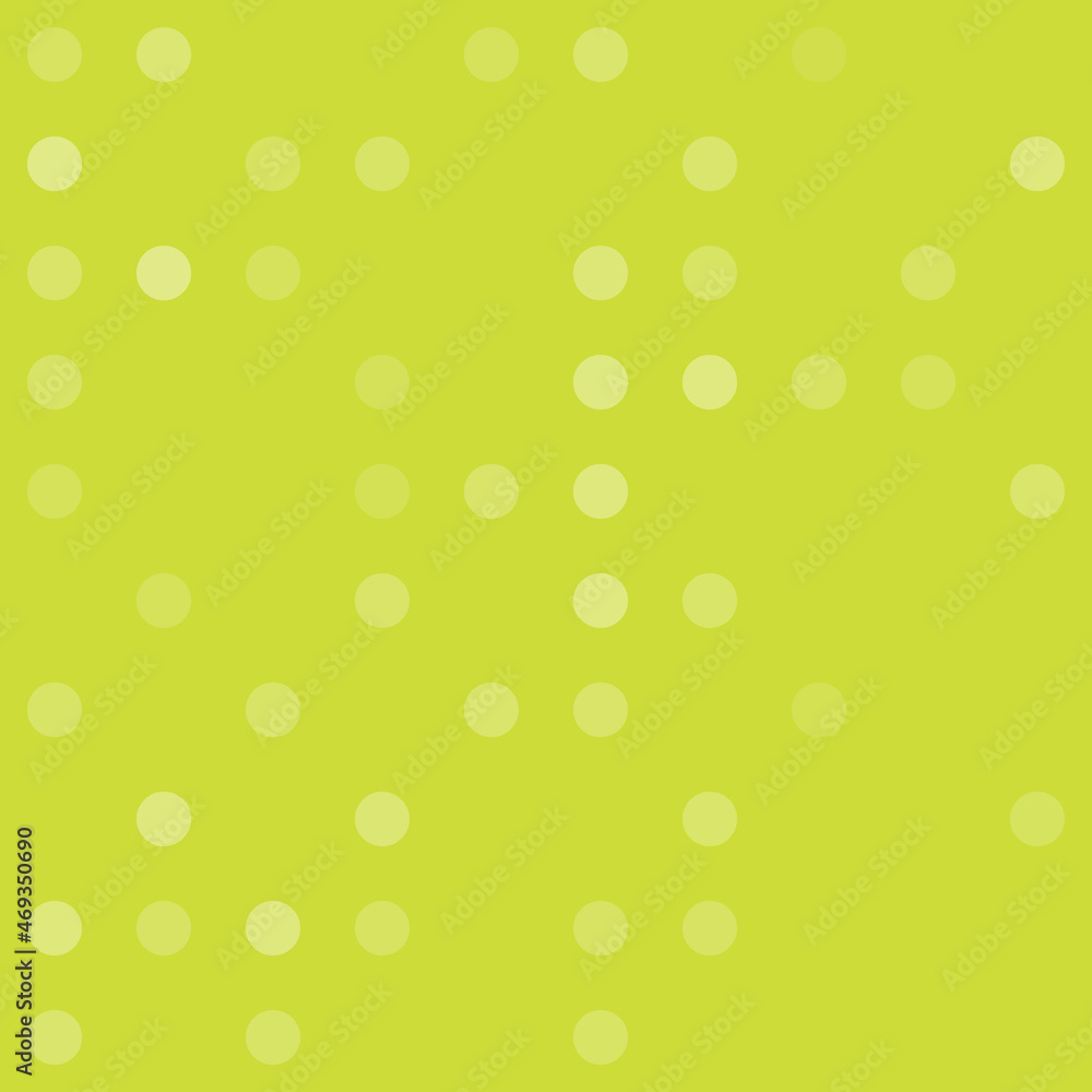 Abstract seamless geometric pattern. Mosaic background of white circles. Evenly spaced big shapes of different color. Vector illustration on lime background
