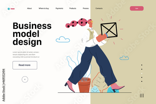 Startup illustration, website landing template. Concept of building new business