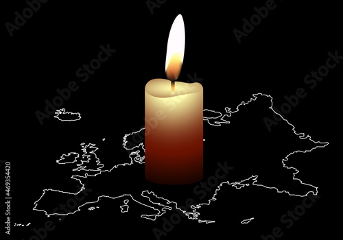 Apagón energético o eléctrico en Europa en blanco y negro. Crisis energética. Navidad. Apagón tecnológico