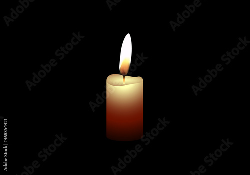 Vela encendida sobre fondo negro. Vela iluminando un fondo negro. Crisis energética. Navidad