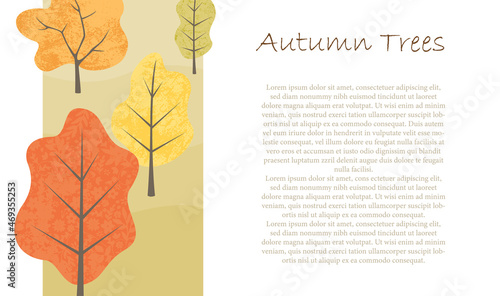 Abstract autumn trees up the hills on the side of a white background with copyspace
