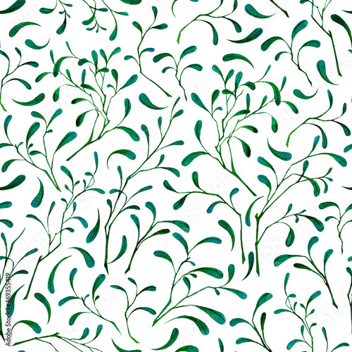 Seamless pattern with stylized leaves and branches isolated on white background. Watercolor illustrations perfect for fabric and textile  wrapping paper and wallpaper  for design wedding invitations.