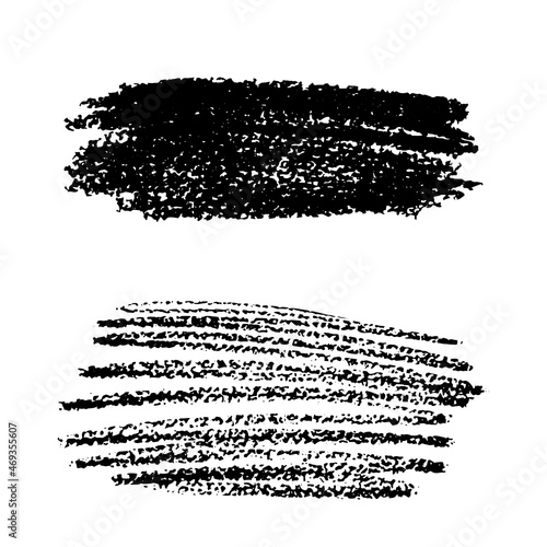 Abstract crayon on white background. Simple black crayon scribble texture. Wax pastel spot. It is a hand drawn sample. Black abstract crayon background.