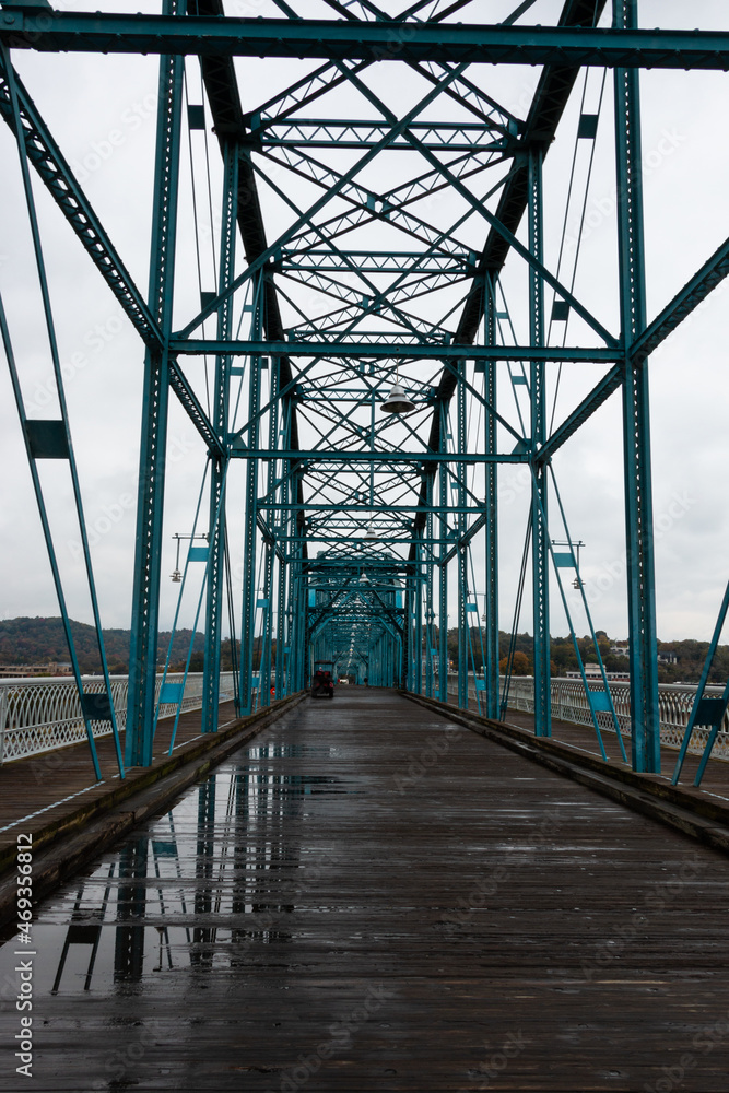 Pedestrian Bridge City Scape Views in Autumn Chattanooga Tennessee Pedestrian Bridge City Scape Views in Autumn Chattanooga Tennessee