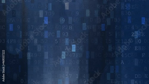 Wallpaper Mural Abstract big data visualization. Blue flow of data as numbers strings and highlighted blocks. Information code representation. Cryptographic analysis. Stream of encoded data. Torontodigital.ca