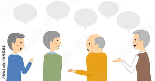 会話をするシニア男性達