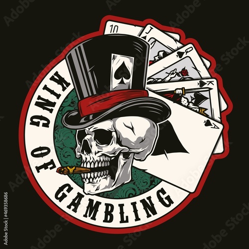 Gambling round colorful badge