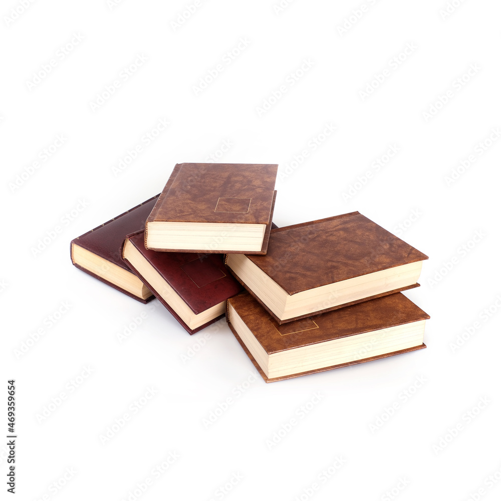 Stack of books in brown covers isolated on a white background Stack of books in brown covers isolated on a white background