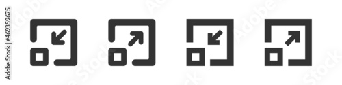 Maximize icon. Full size screen. Minimixe symbol button in vector flat