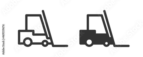  Forklift icon. Fork lift truck sign. Wareouse mashine, outline illustration in vector flat