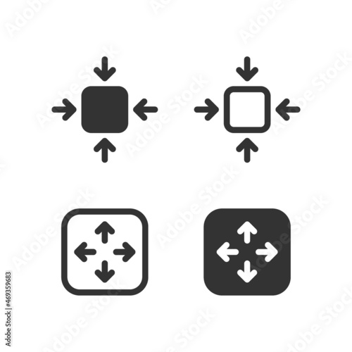 Compact icon. Maximize symbol button. Small size icon. Bigger sign in vector flat