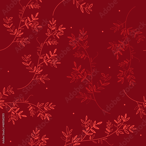 Christmas seamless pattern with branches for greeting cards, wrapping papers. Hand drawn 