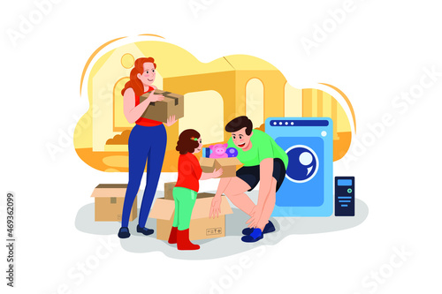 Preparing to move house Illustration concept. Flat illustration isolated on white background.