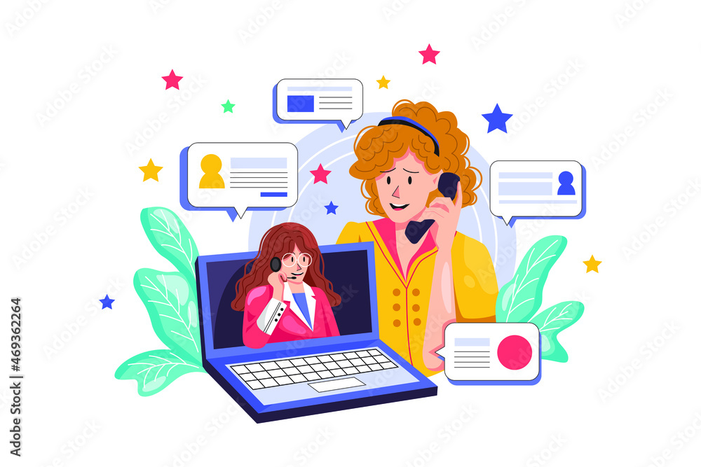 Customer Support Illustration concept. Flat illustration isolated on white background. Customer Support Illustration concept. Flat illustration isolated on white background.