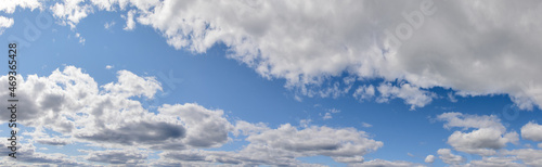 panorama with many large clouds in day sky