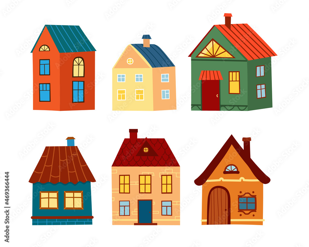 Set of different cartoon houses Set of different cartoon houses