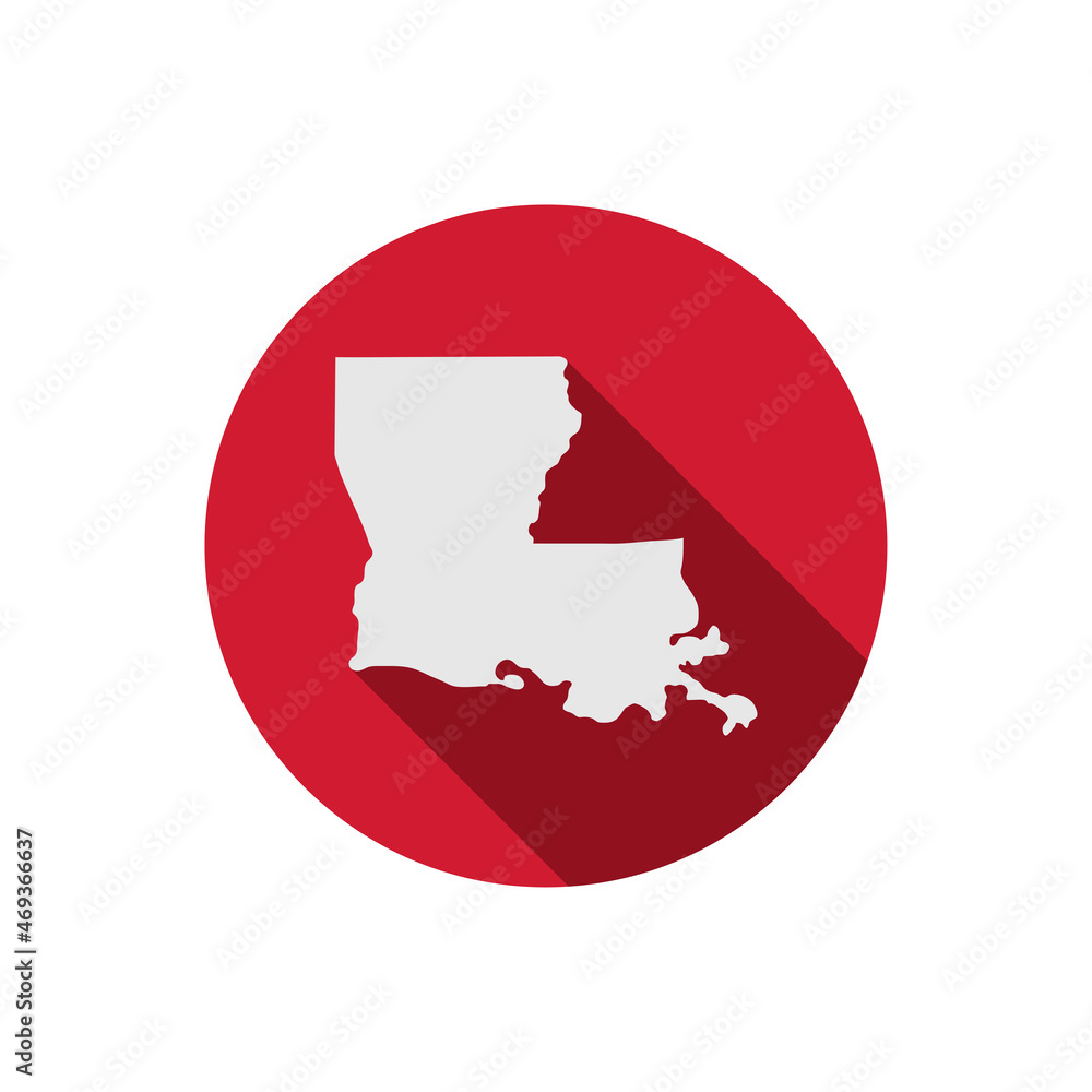 Louisiana state circle map with long shadow Louisiana state circle map with long shadow