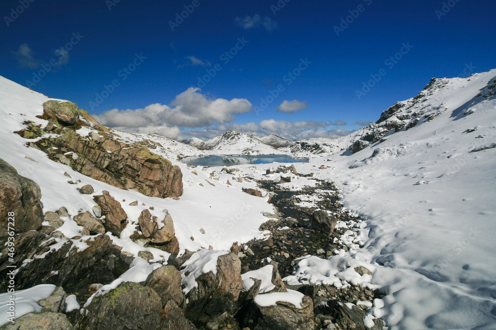 Mountain lakes in the Caucasus Mountains, Arkhyz, Russia.