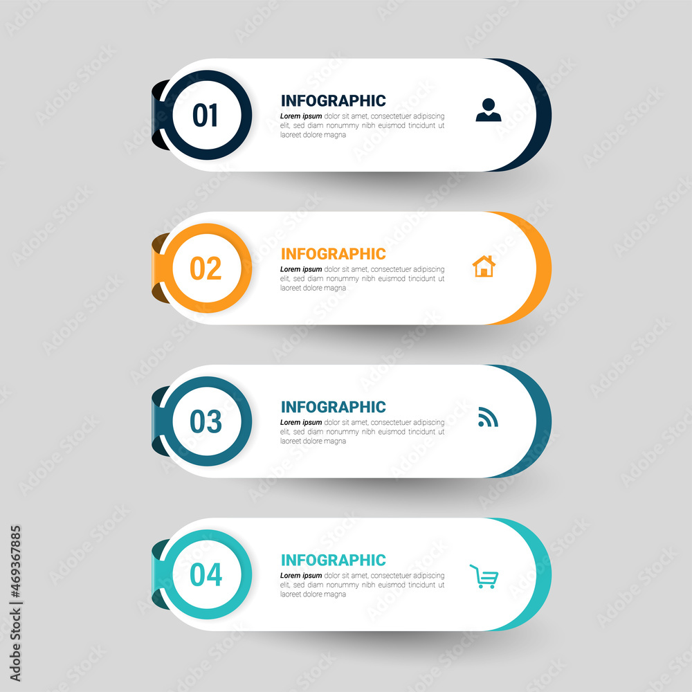 Four steps Infographics banner design template.
Four steps Infographics banner design template.